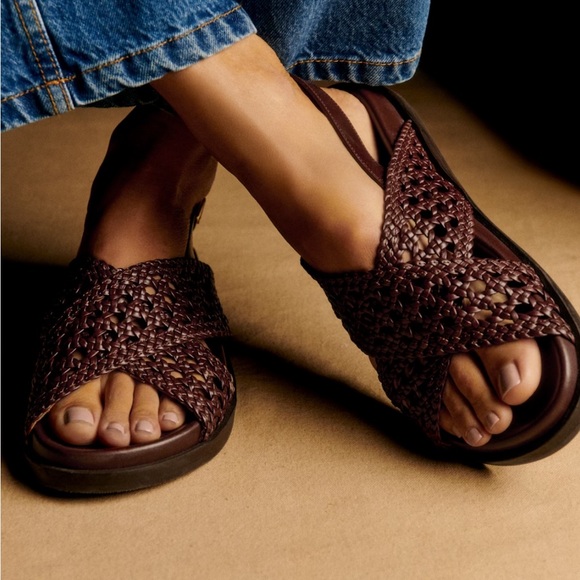 Sezane Shoes - Sezane TILDA low sandals woven brown size 8